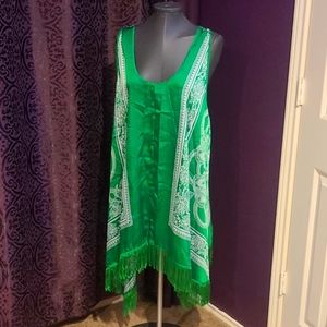 Green Ashley Stewart Top with Fringe size 22/24